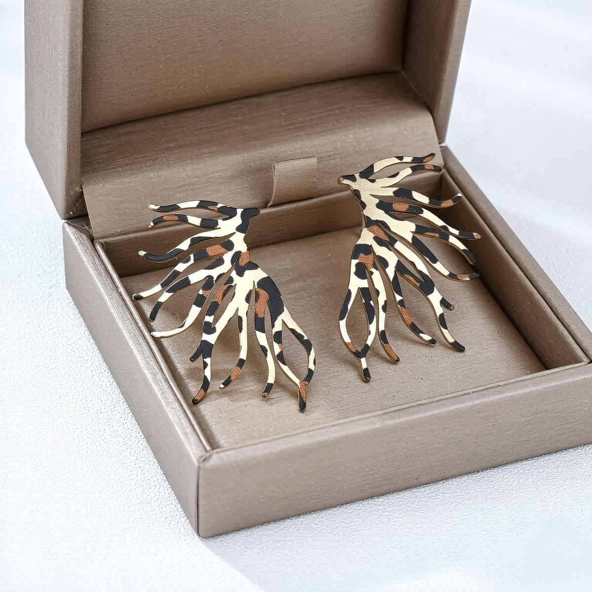 Leopard Fringe Drop Earrings