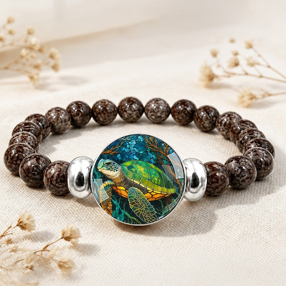 Sea Turtle Glass Centerpiece Bracelet