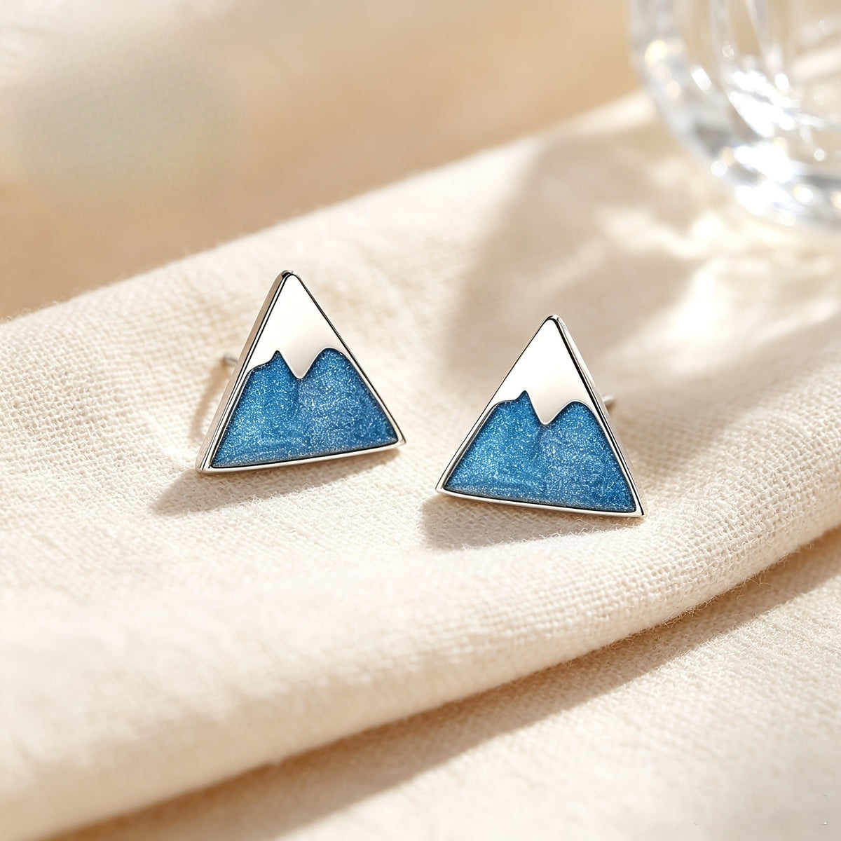 Blue Mountain Triangle Stud Earrings