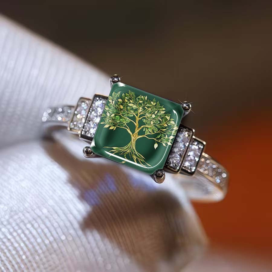 Green Tree of Life Square Ring