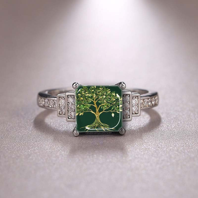 Green Tree of Life Square Ring