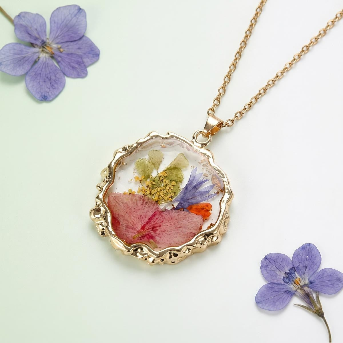 Pressed Flower Resin Necklace