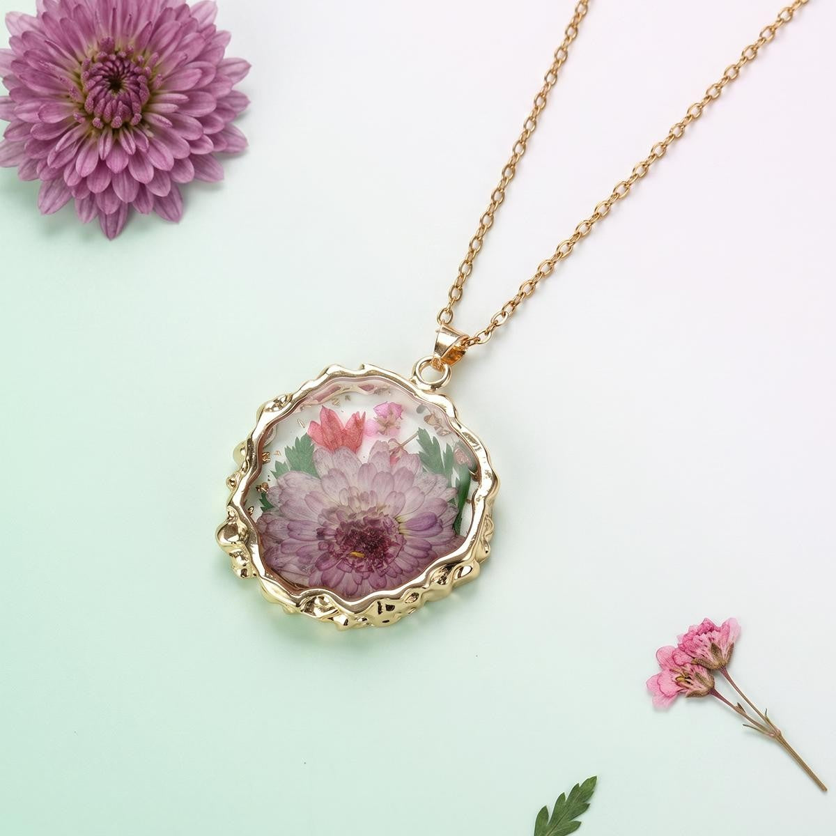 Pressed Flower Resin Necklace