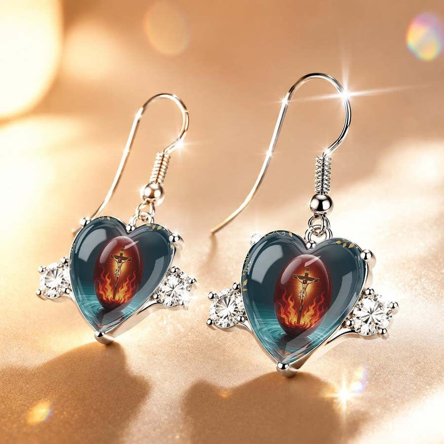 Sacred Heart Glass Drop Earrings