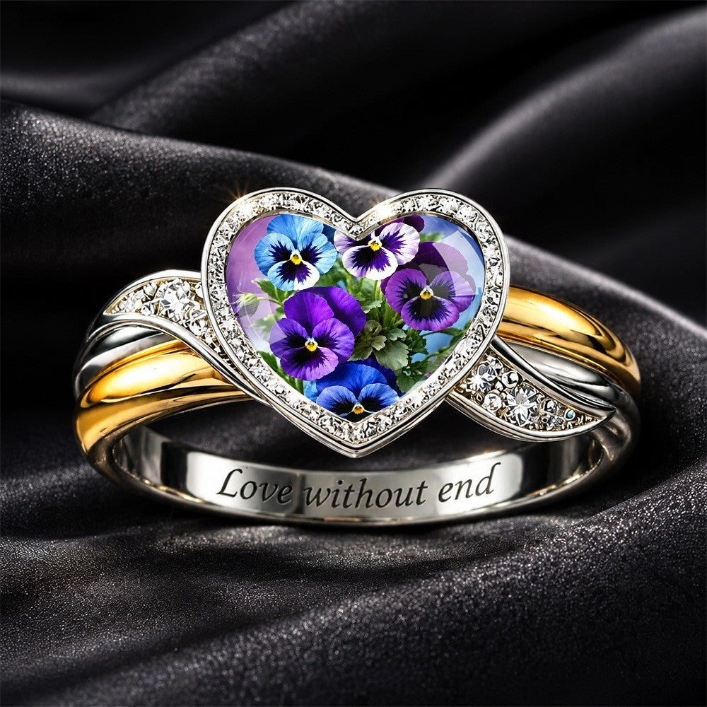 Pansy Heart Inlay Ring