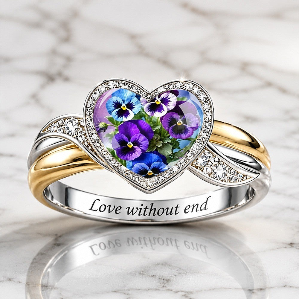 Pansy Heart Inlay Ring