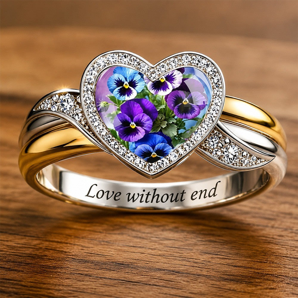 Pansy Heart Inlay Ring