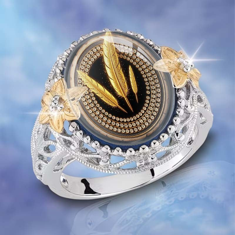 Golden Feather Floral Ring