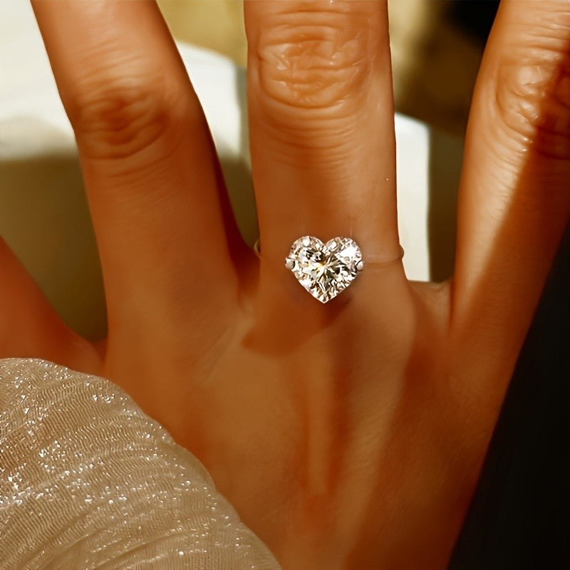 Sparkling Heart Solitaire Ring