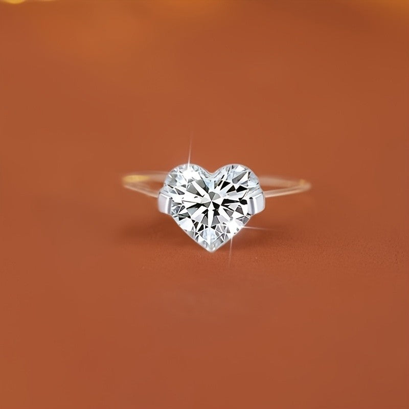 Sparkling Heart Solitaire Ring