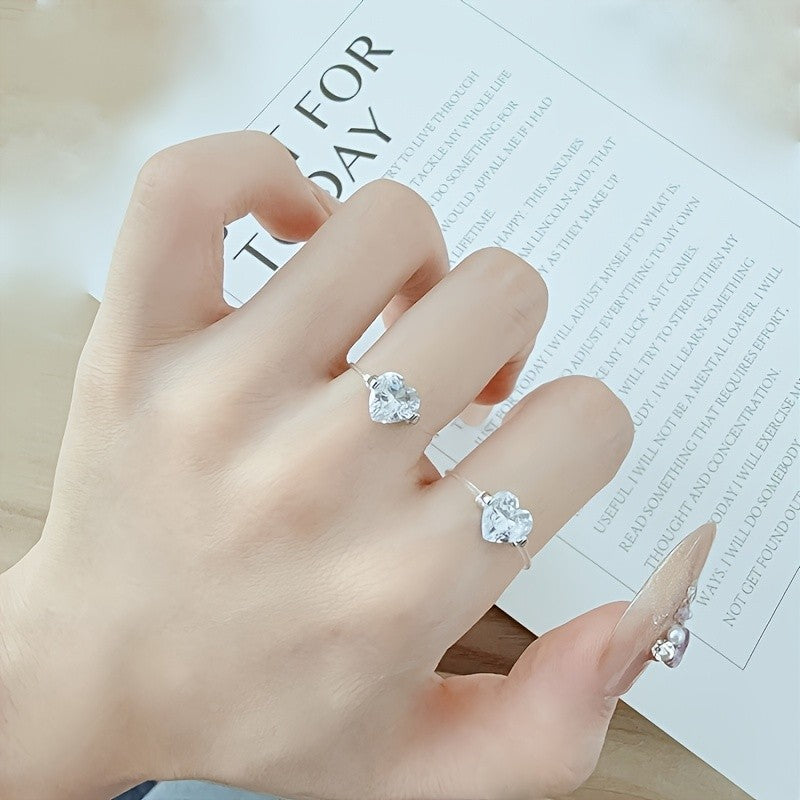 Sparkling Heart Solitaire Ring