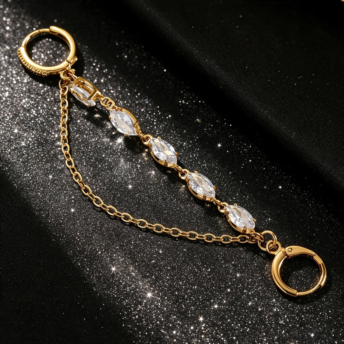 Crystal Hoop Chain Drop Earrings