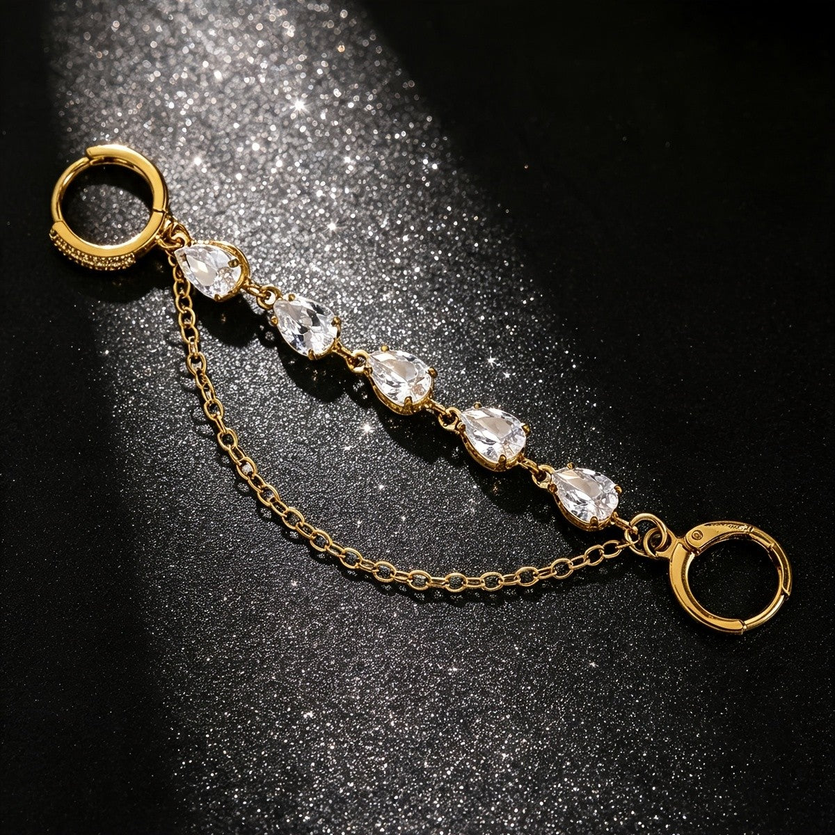 Crystal Hoop Chain Drop Earrings