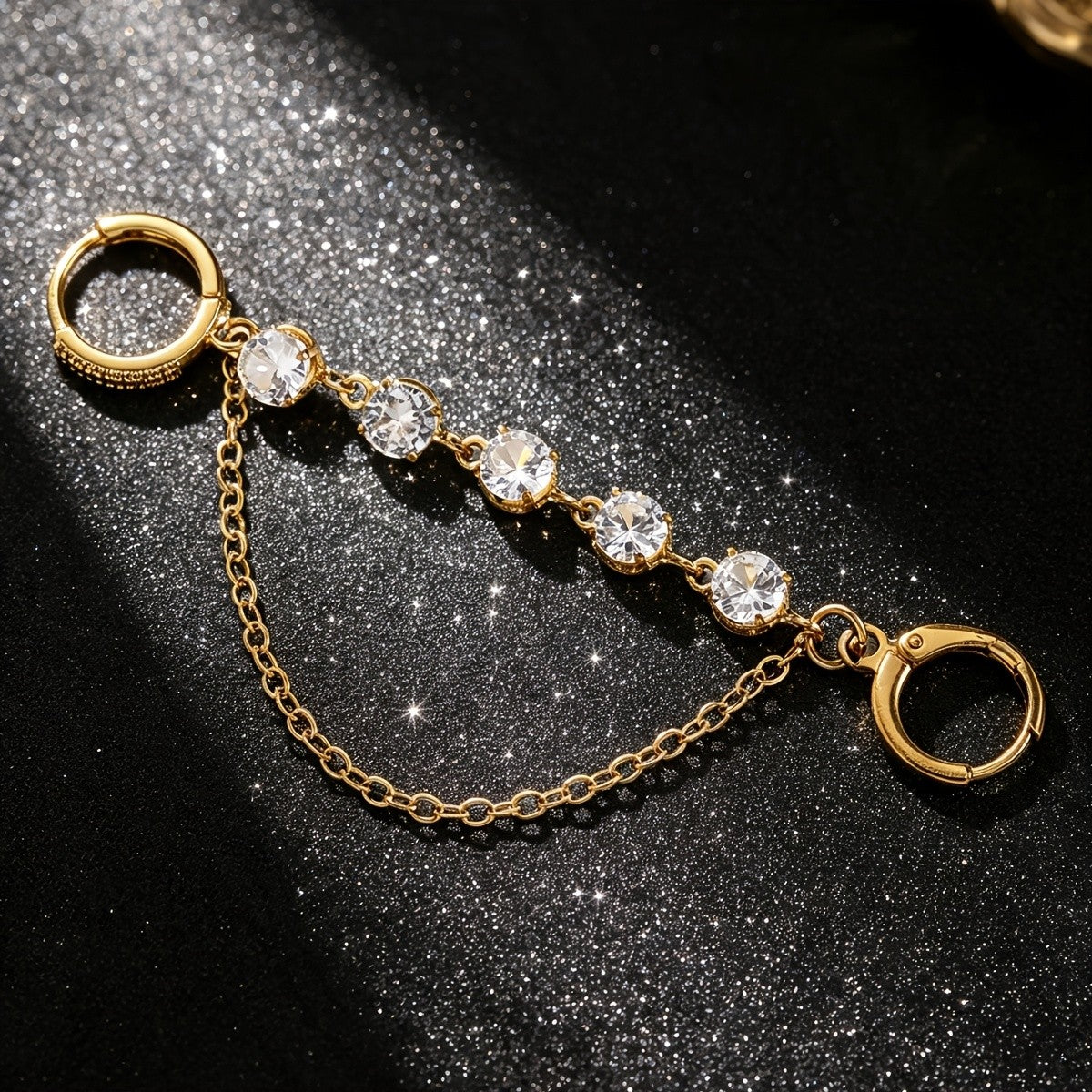 Crystal Hoop Chain Drop Earrings