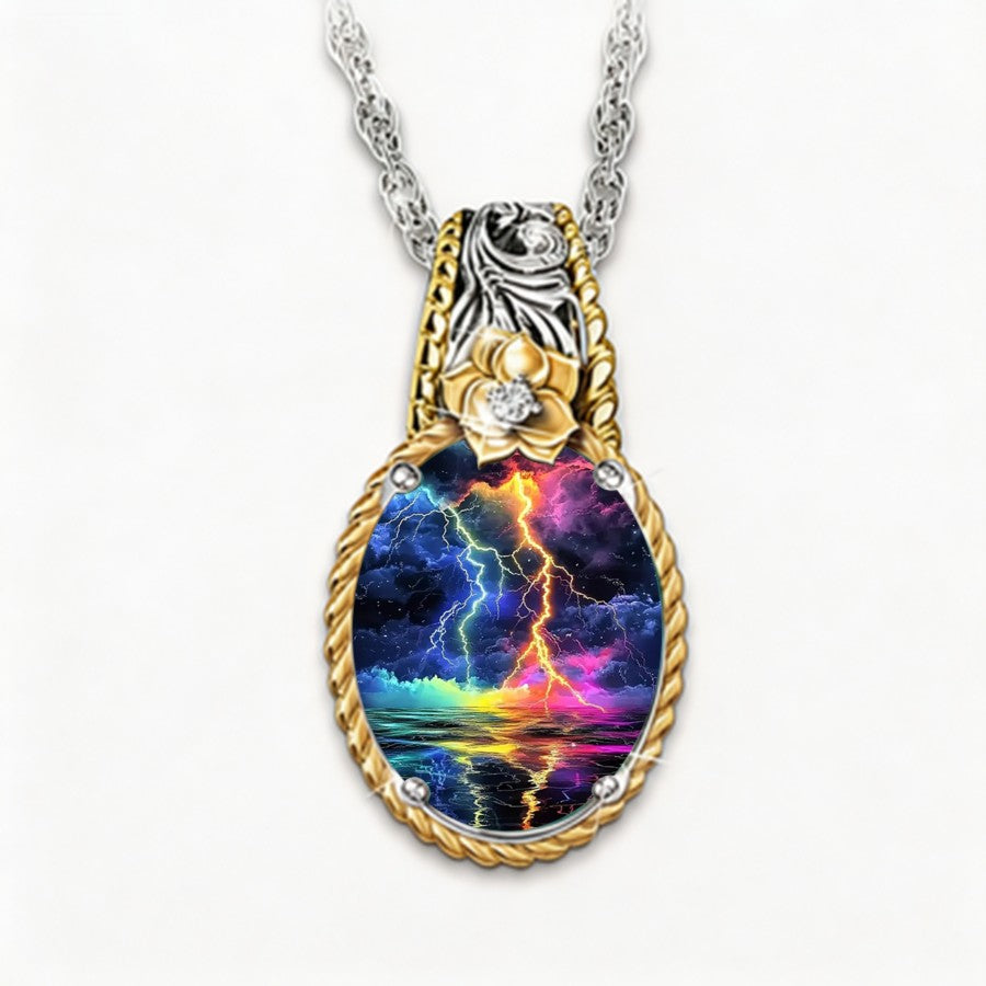 Colorful Lightning Storm Pendant Necklace