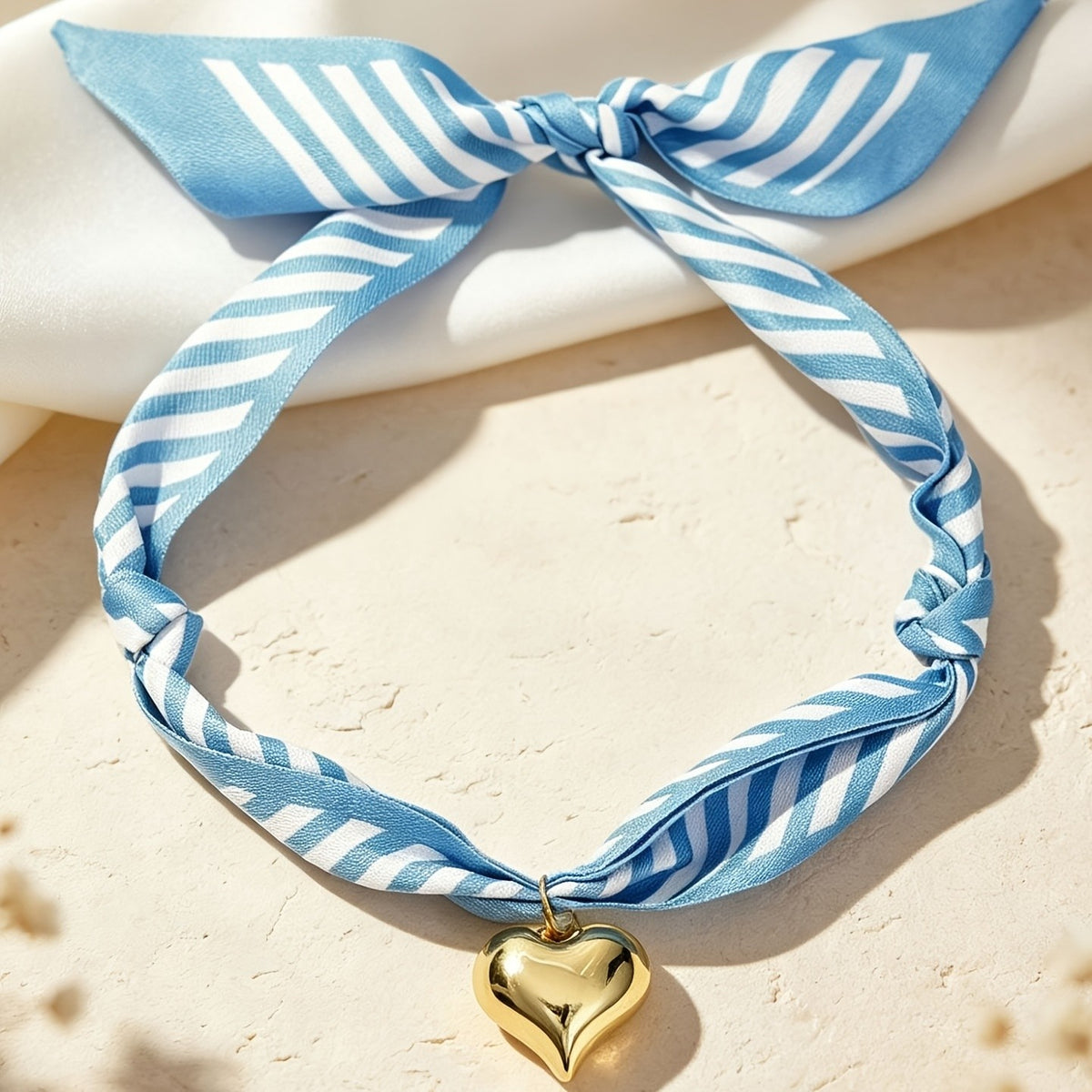 Striped Fabric Heart Necklace