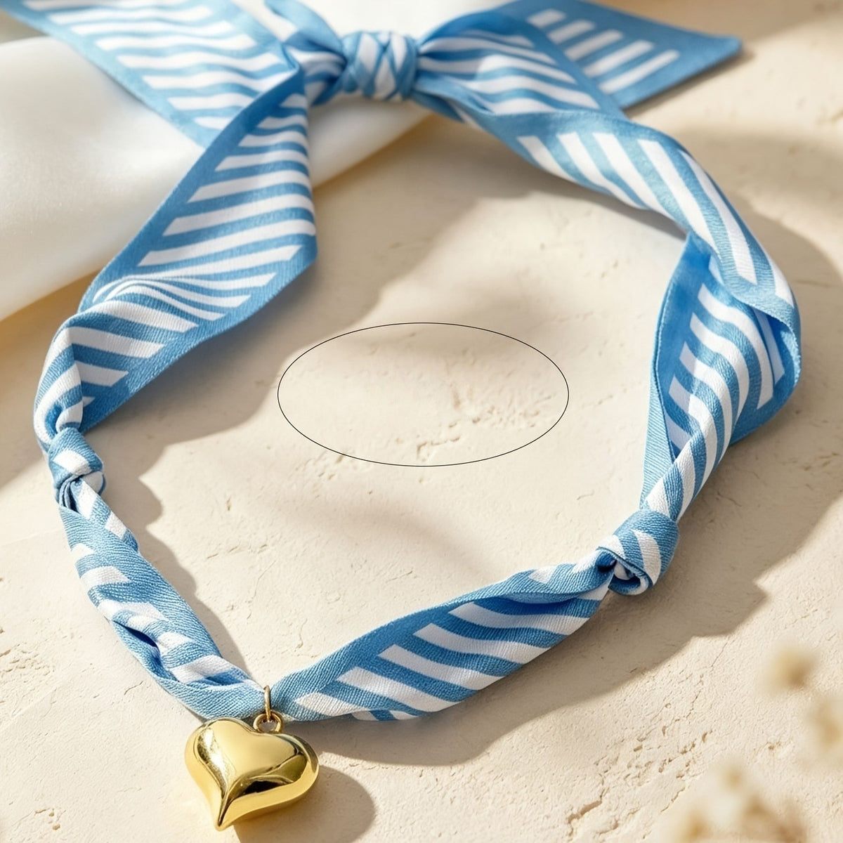 Striped Fabric Heart Necklace