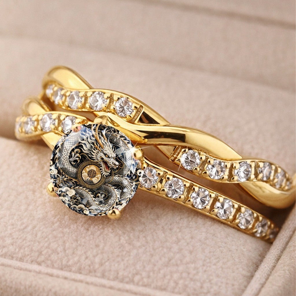 Dragon & Crystal Twisted Ring