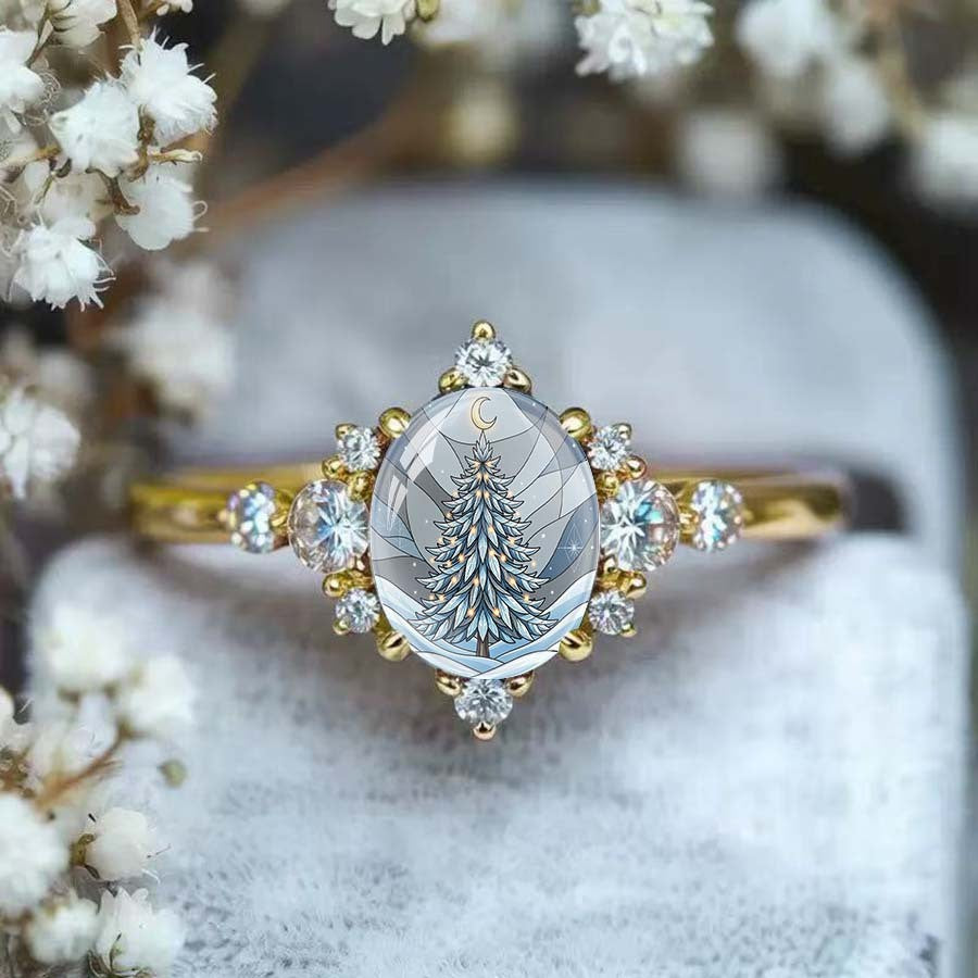 Moonlit Tree Oval Ring