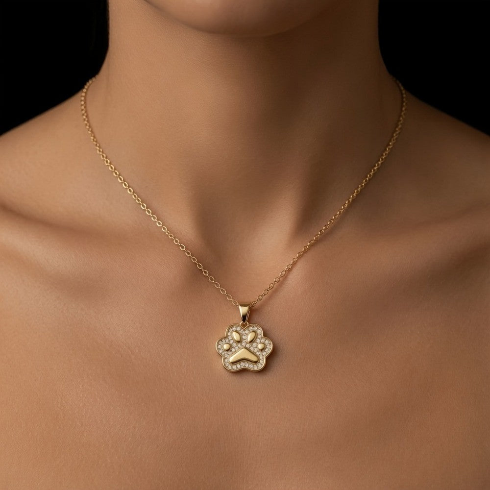 Zircon Paw Print Necklace