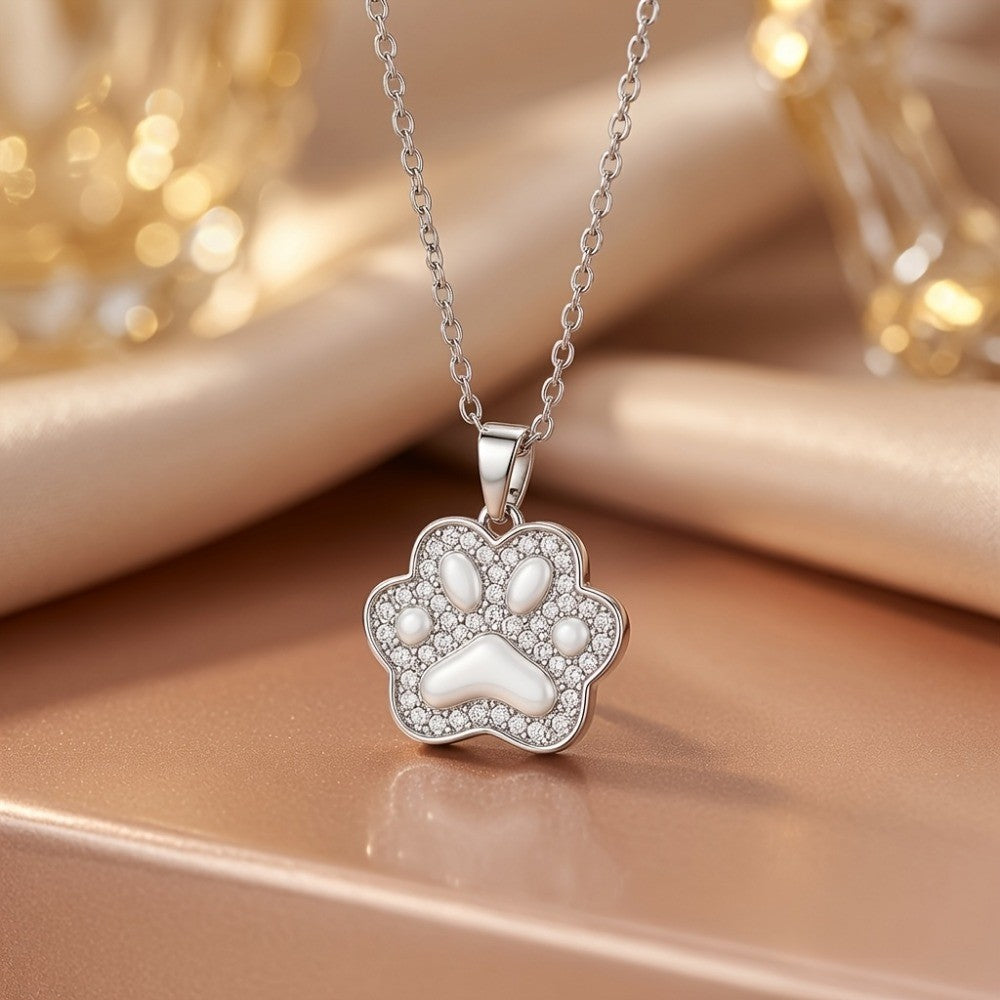 Zircon Paw Print Necklace