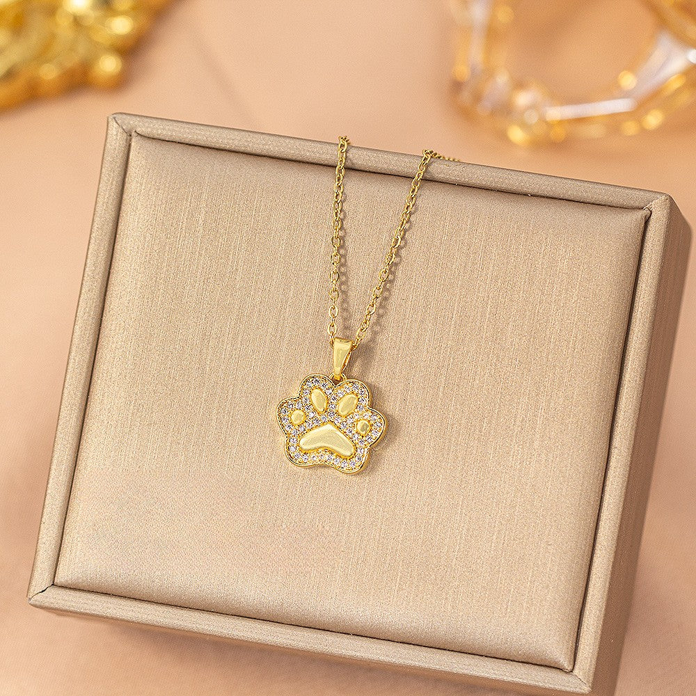 Zircon Paw Print Necklace