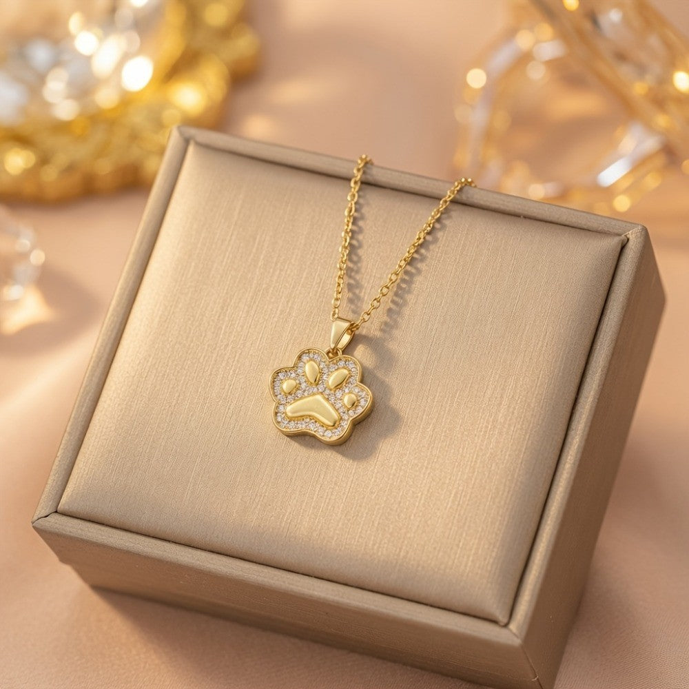 Zircon Paw Print Necklace