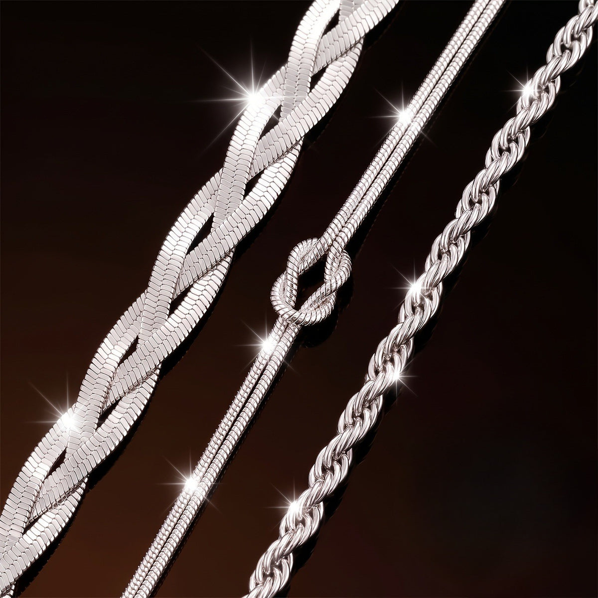 Woven & Knot Chain Bracelet Set