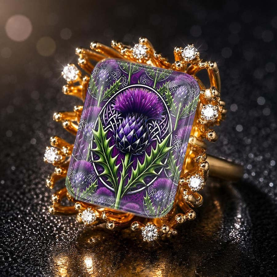 Purple Thistle Square Ring