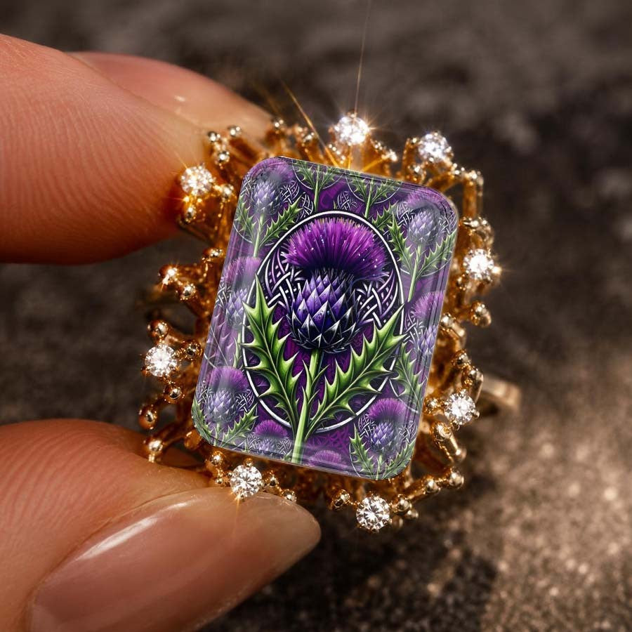 Purple Thistle Square Ring
