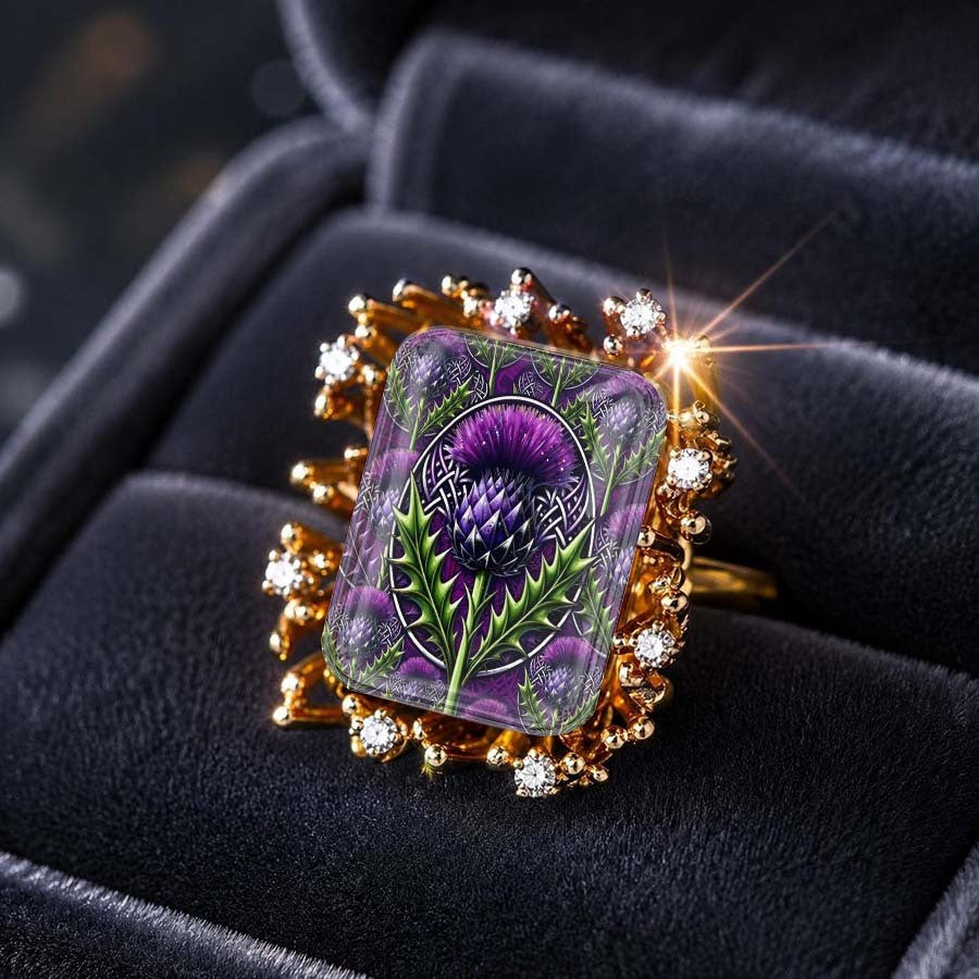 Purple Thistle Square Ring