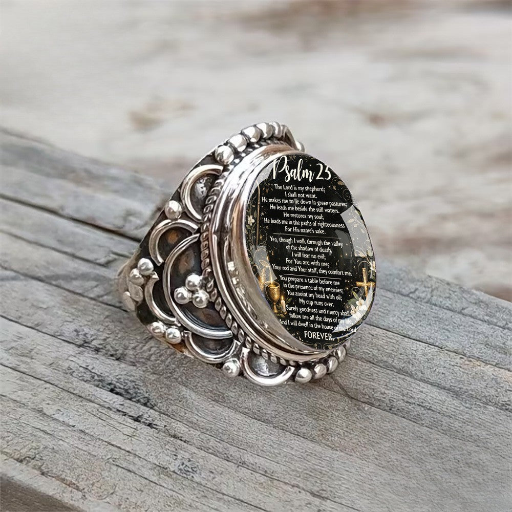 Psalm 23 Scripture Oval Ring