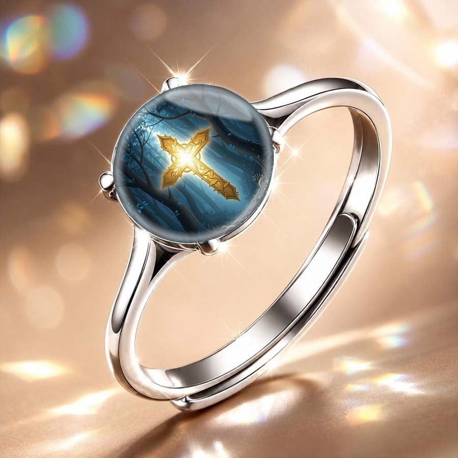 Forest Cross Dome Ring