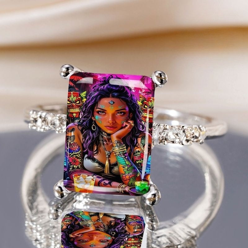 Colorful Art Glass Ring