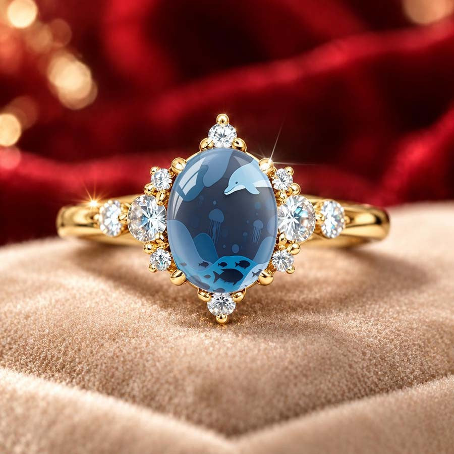 Ocean Scene Oval Ring