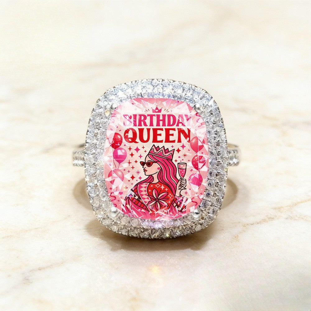 Birthday Queen Square Ring