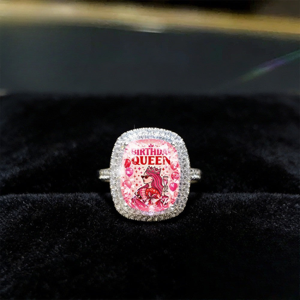 Birthday Queen Square Ring