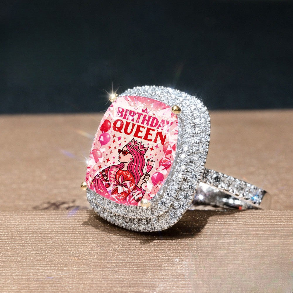 Birthday Queen Square Ring