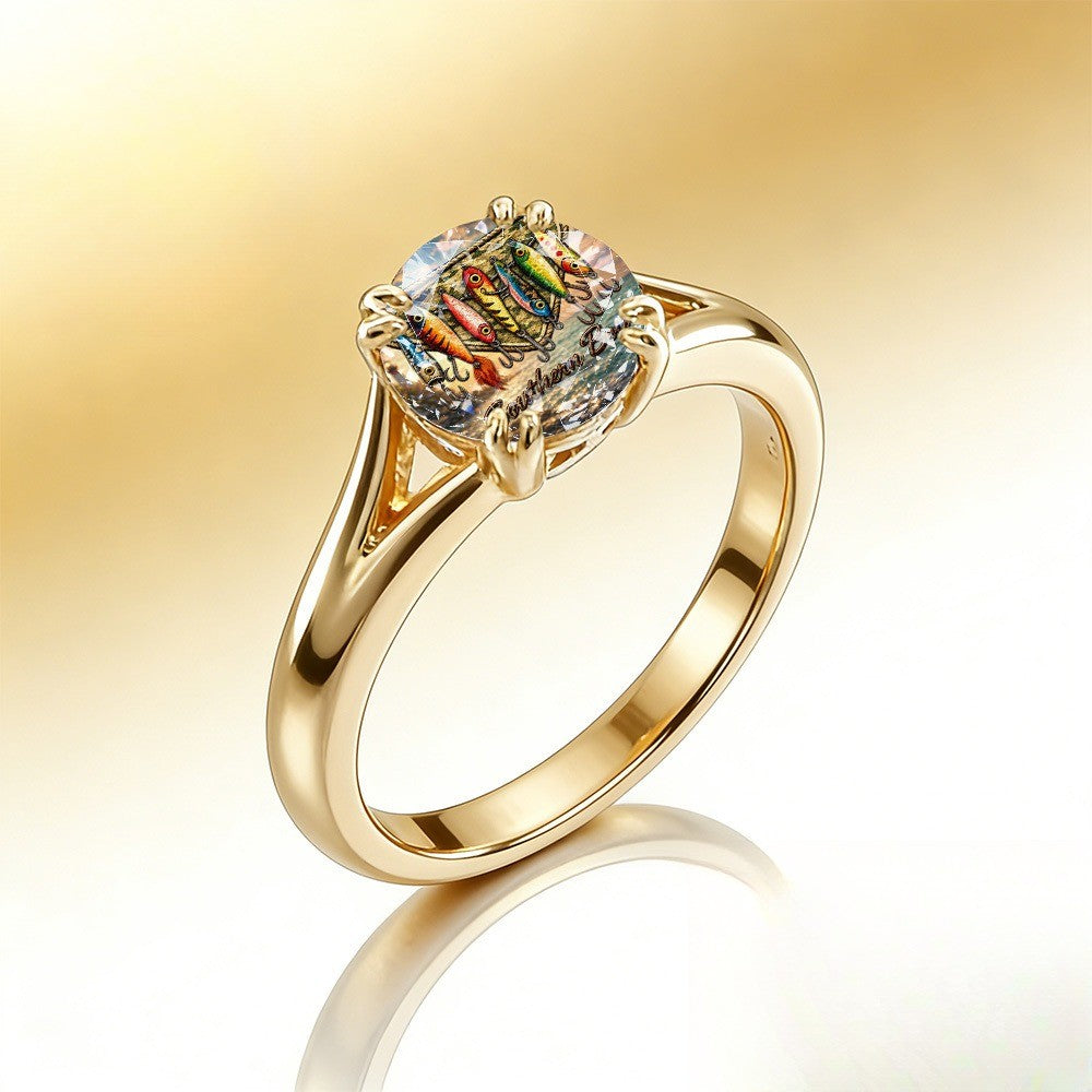 Fishing Lure Glass Stone Ring