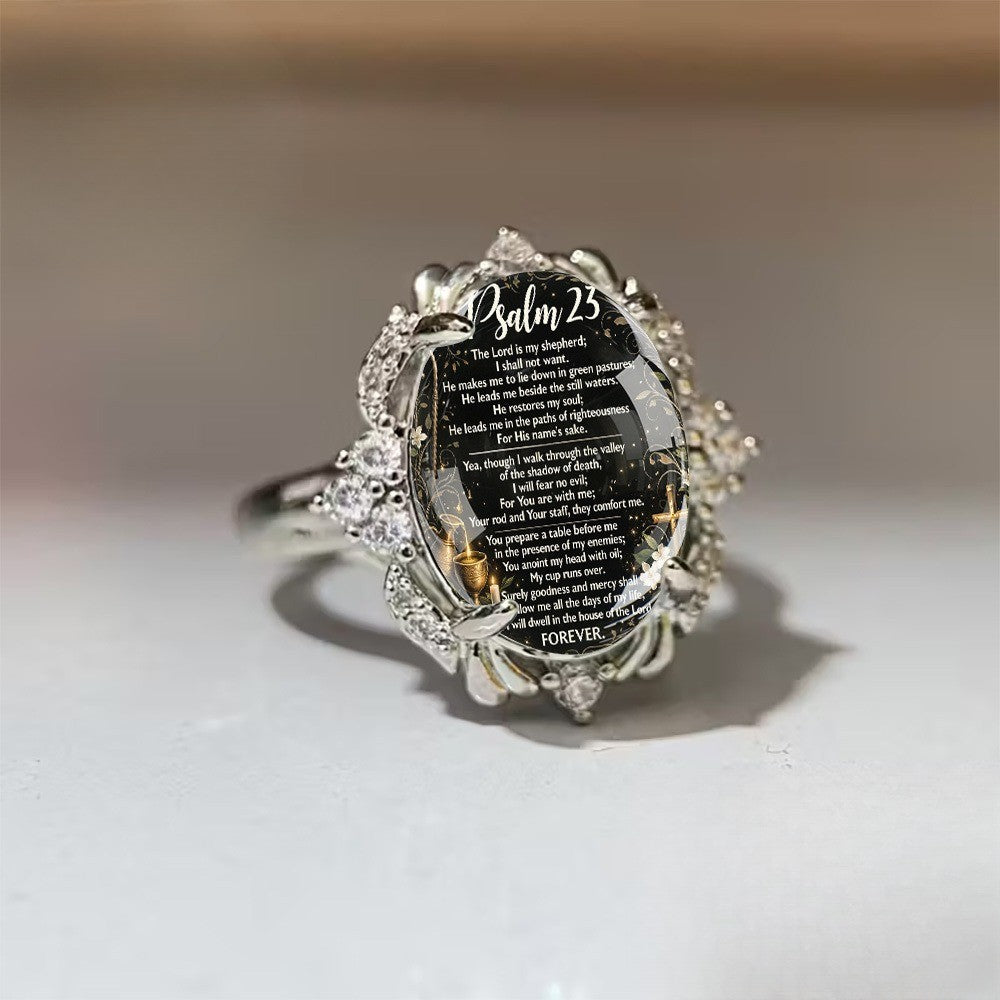 Psalm 23 Oval Statement Ring
