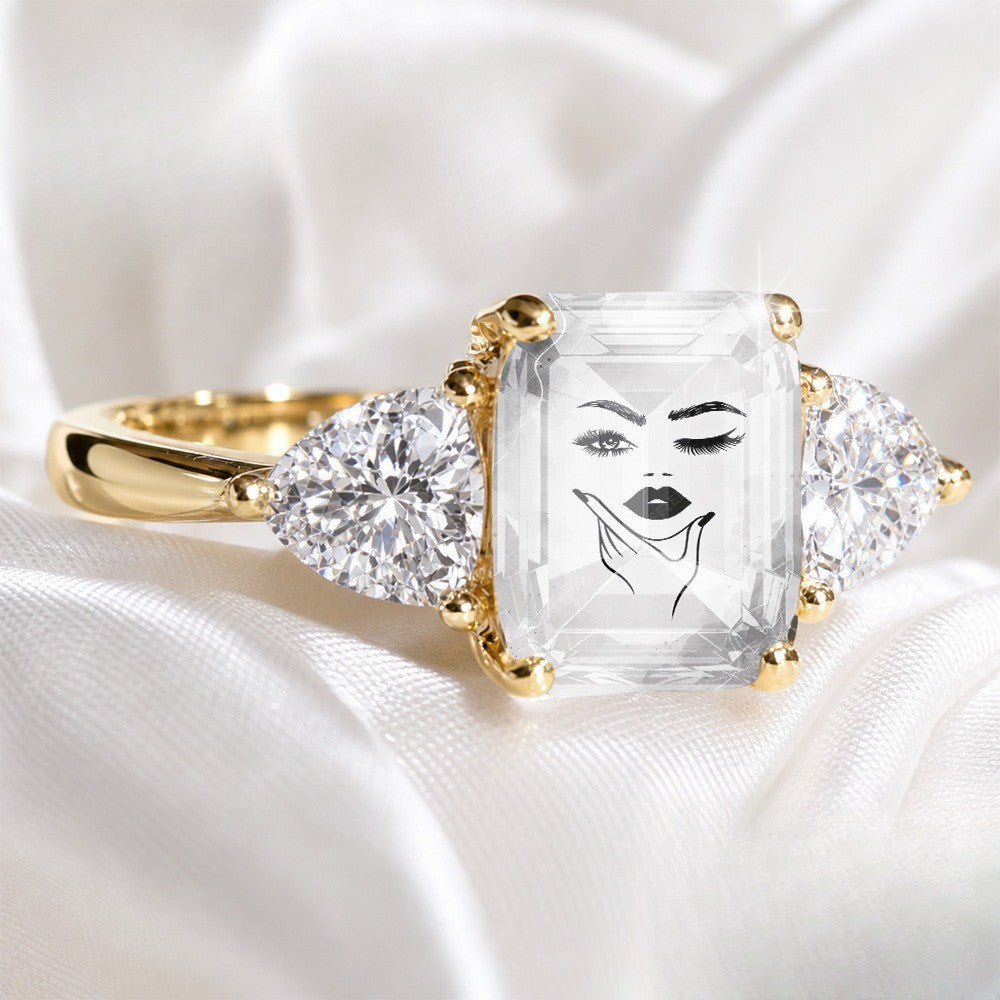 Face Art Rectangular Stone Ring