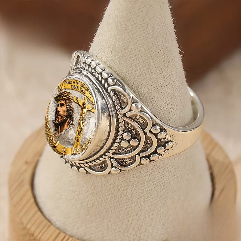 Jesus Portrait Oval Statement Ring