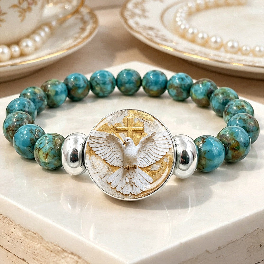 Turquoise Dove Cross Bracelet