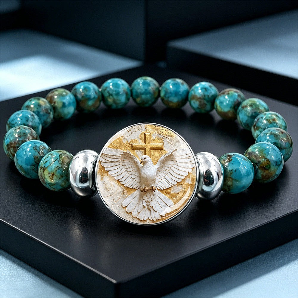 Turquoise Dove Cross Bracelet