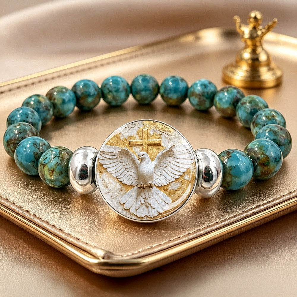 Turquoise Dove Cross Bracelet
