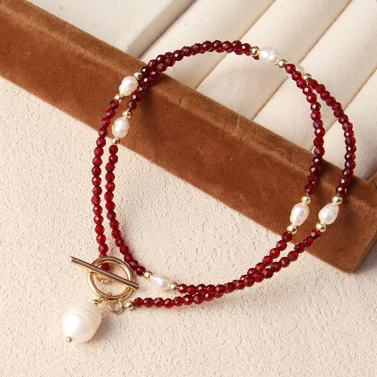 Glass Bead Pearl Drop Necklace