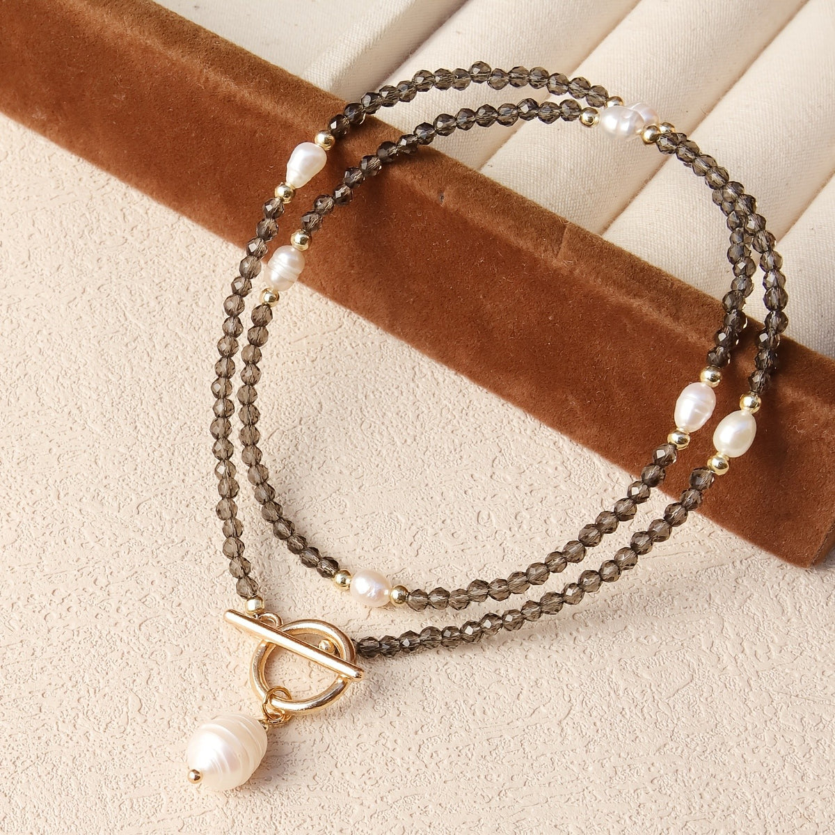 Glass Bead Pearl Drop Necklace