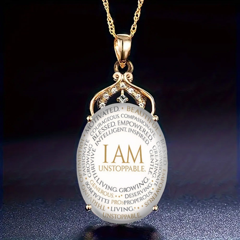 I Am Unstoppable Oval Necklace