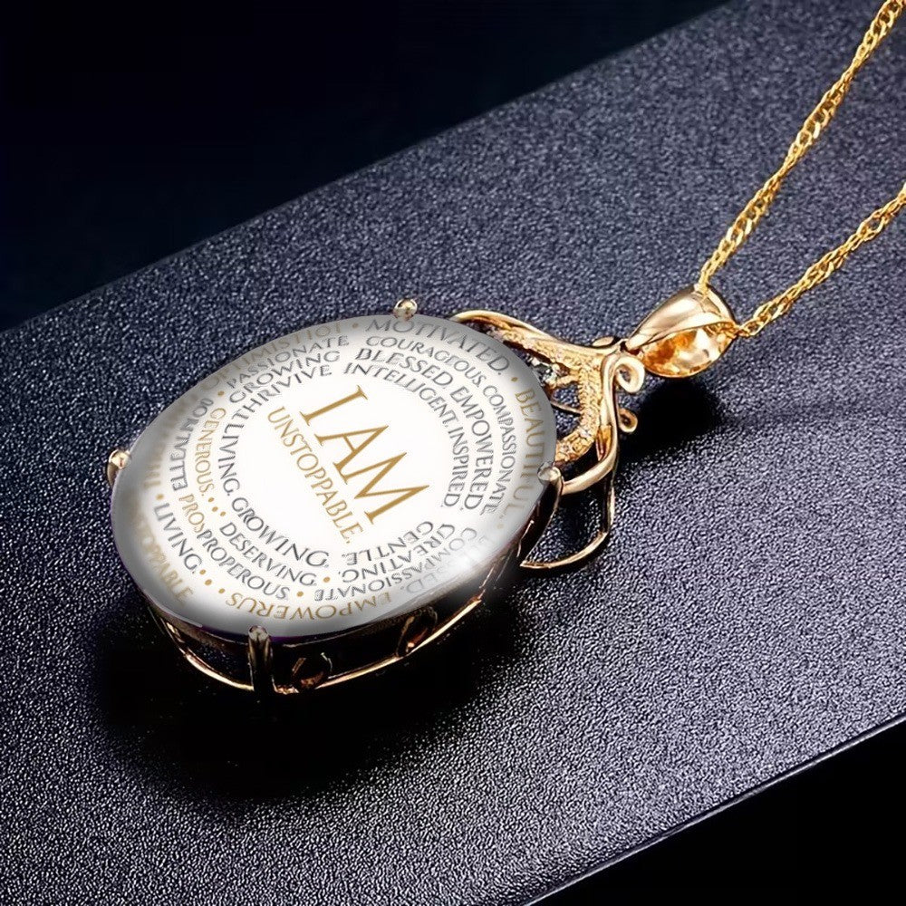 I Am Unstoppable Oval Necklace