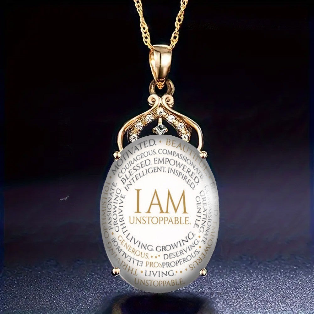 I Am Unstoppable Oval Necklace